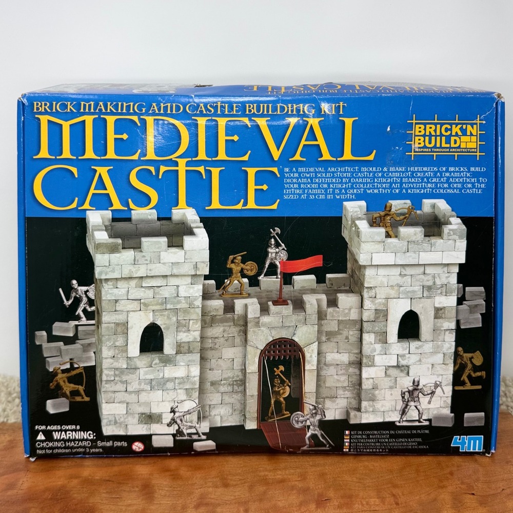 4M Brick N Build Medieval Castle Building Kit DIY Plaster Brick Mold Knights DIY